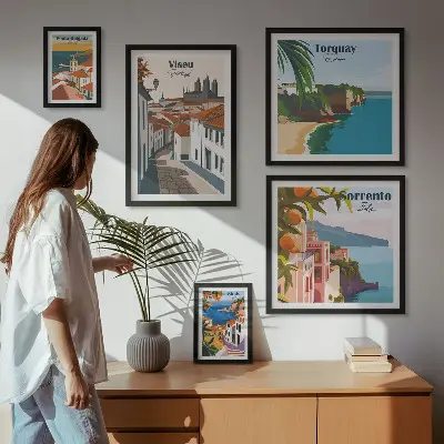 Set of 5 wall art pieces Picturesque towns of Europe