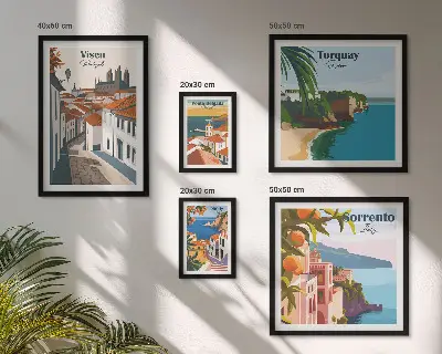 Set of 5 wall art pieces Picturesque towns of Europe