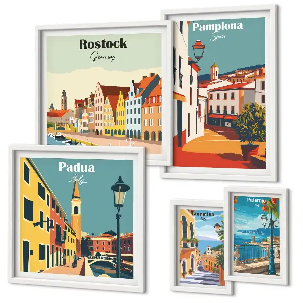 Gallery wall European cities views architecture