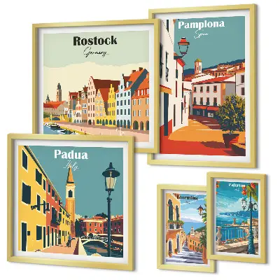 Gallery wall European cities views architecture