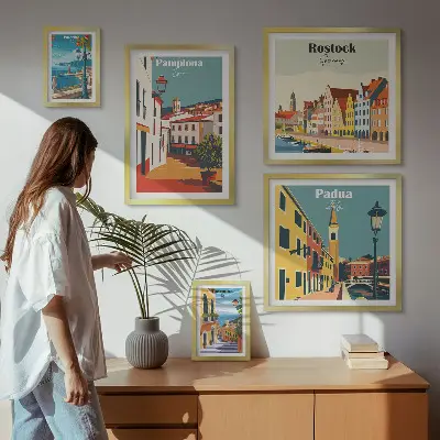 Gallery wall European cities views architecture