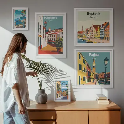 Gallery wall European cities views architecture