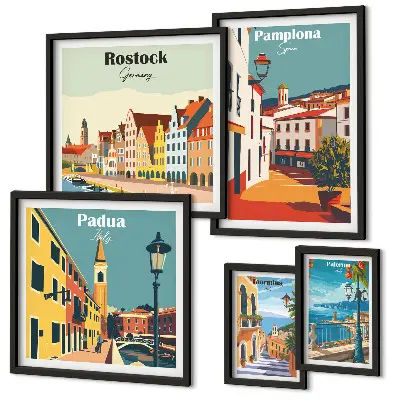 Gallery wall European cities views architecture