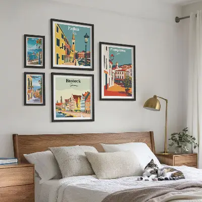 Gallery wall European cities views architecture