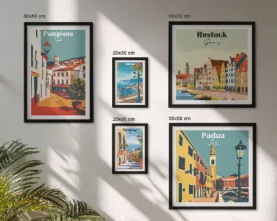 Gallery wall European cities views architecture