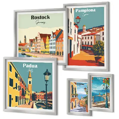 Gallery wall European cities views architecture