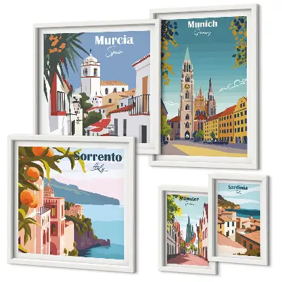 Framed photo set European cities architecture
