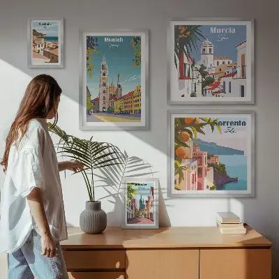 Framed photo set European cities architecture