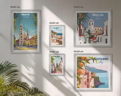 Framed photo set European cities architecture