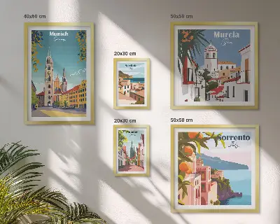 Framed photo set European cities architecture
