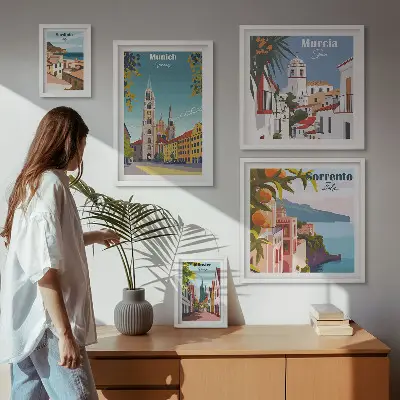 Framed photo set European cities architecture