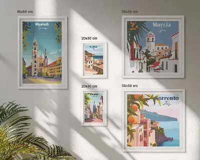 Framed photo set European cities architecture