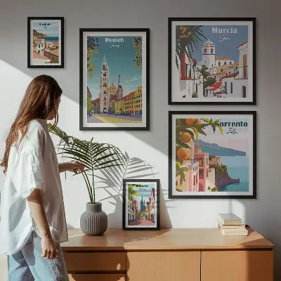 Framed photo set European cities architecture