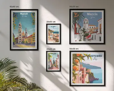 Framed photo set European cities architecture