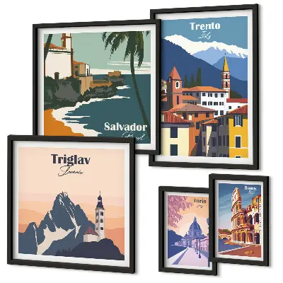 Gallery wall European city landscapes