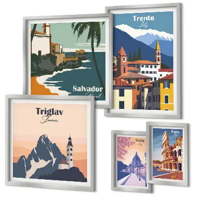 Gallery wall European city landscapes