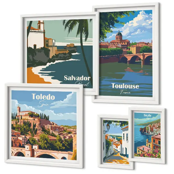 Framed photo set European cities views landscapes
