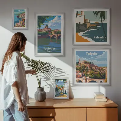 Framed photo set European cities views landscapes