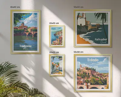 Framed photo set European cities views landscapes