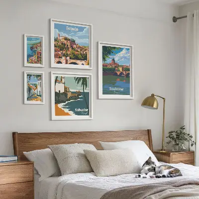 Framed photo set European cities views landscapes