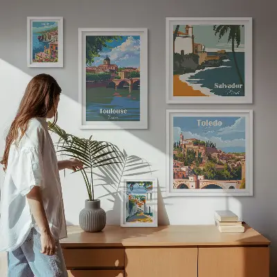 Framed photo set European cities views landscapes