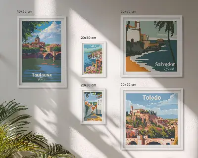 Framed photo set European cities views landscapes