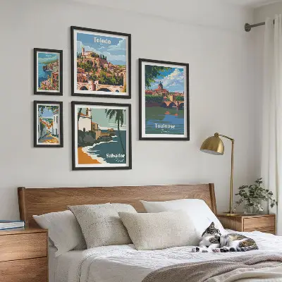 Framed photo set European cities views landscapes
