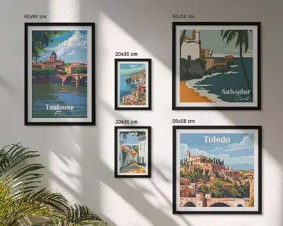 Framed photo set European cities views landscapes