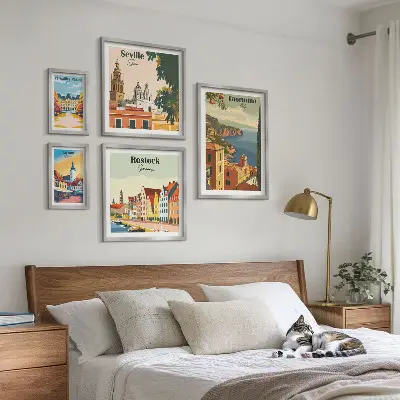 Set of 5 wall art pieces Landscapes of European cities