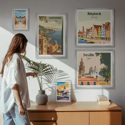 Set of 5 wall art pieces Landscapes of European cities