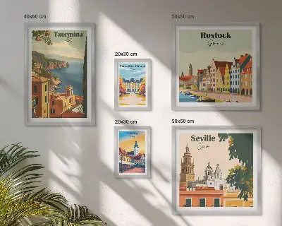 Set of 5 wall art pieces Landscapes of European cities