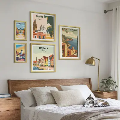 Set of 5 wall art pieces Landscapes of European cities