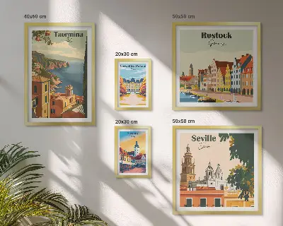 Set of 5 wall art pieces Landscapes of European cities