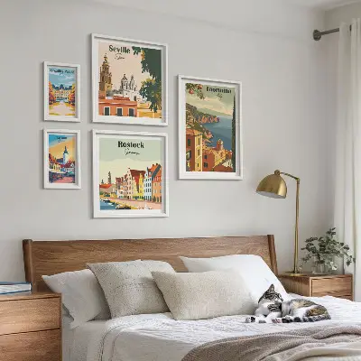 Set of 5 wall art pieces Landscapes of European cities