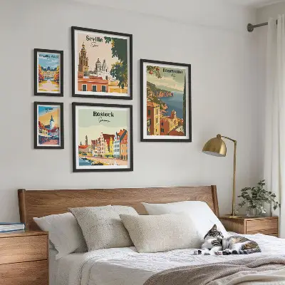 Set of 5 wall art pieces Landscapes of European cities