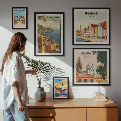 Set of 5 wall art pieces Landscapes of European cities