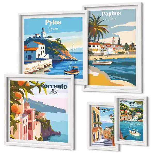 Framed photo set Seascapes of Europe towns