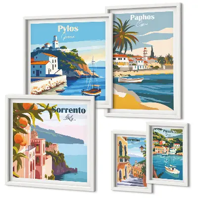 Framed photo set Seascapes of Europe towns