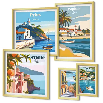 Framed photo set Seascapes of Europe towns