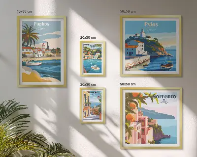 Framed photo set Seascapes of Europe towns