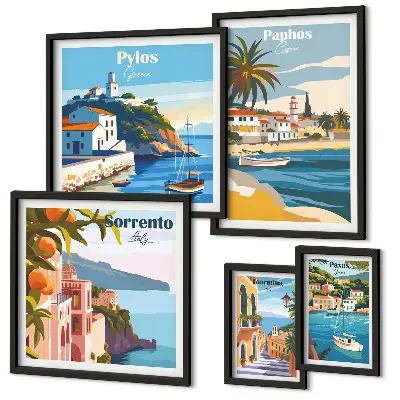 Framed photo set Seascapes of Europe towns