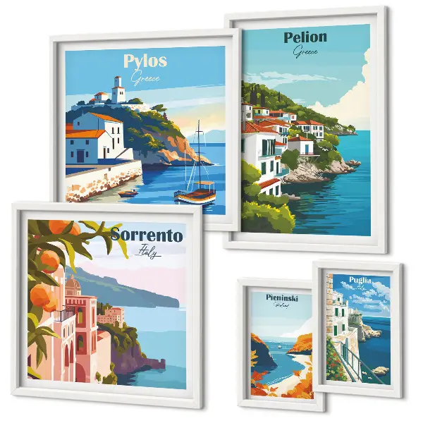 Set of 5 wall art pieces Landscapes of the Greek islands