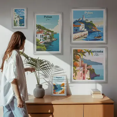 Set of 5 wall art pieces Landscapes of the Greek islands