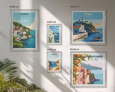 Set of 5 wall art pieces Landscapes of the Greek islands