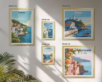 Set of 5 wall art pieces Landscapes of the Greek islands
