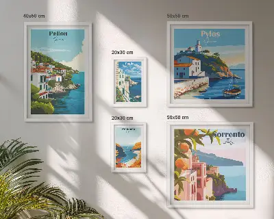 Set of 5 wall art pieces Landscapes of the Greek islands