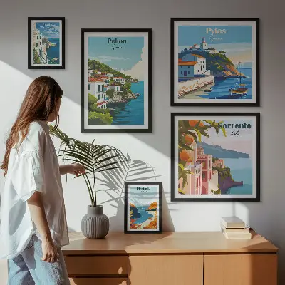 Set of 5 wall art pieces Landscapes of the Greek islands