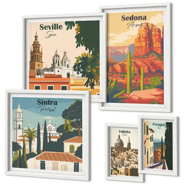 Framed photo set Tourist landscapes of the world