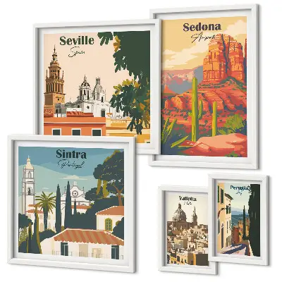 Framed photo set Tourist landscapes of the world