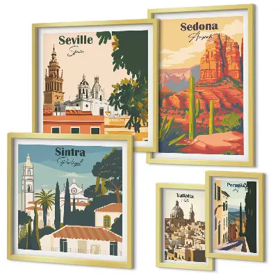 Framed photo set Tourist landscapes of the world